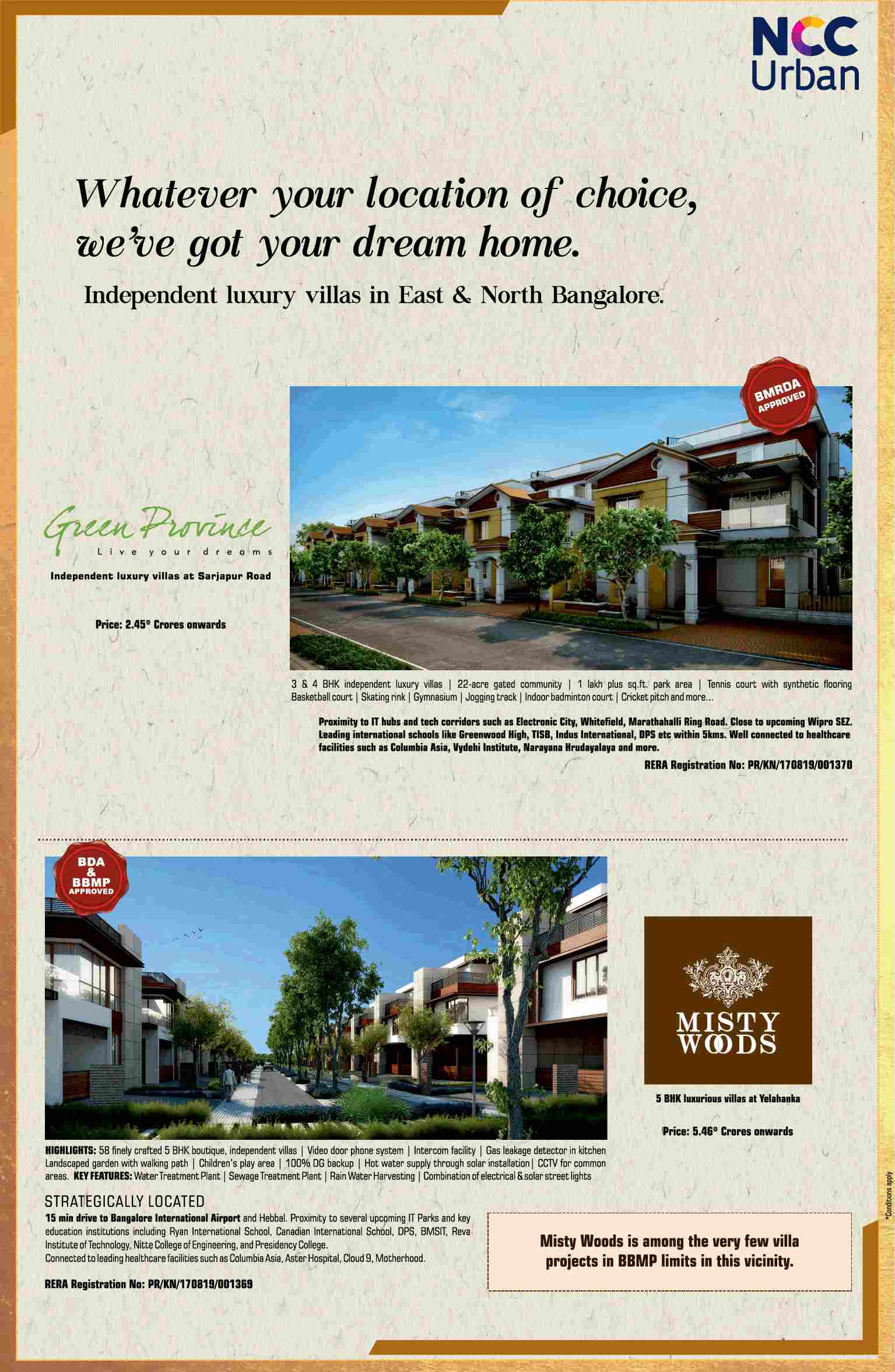 Invest in NCC Urban properties in Bangalore